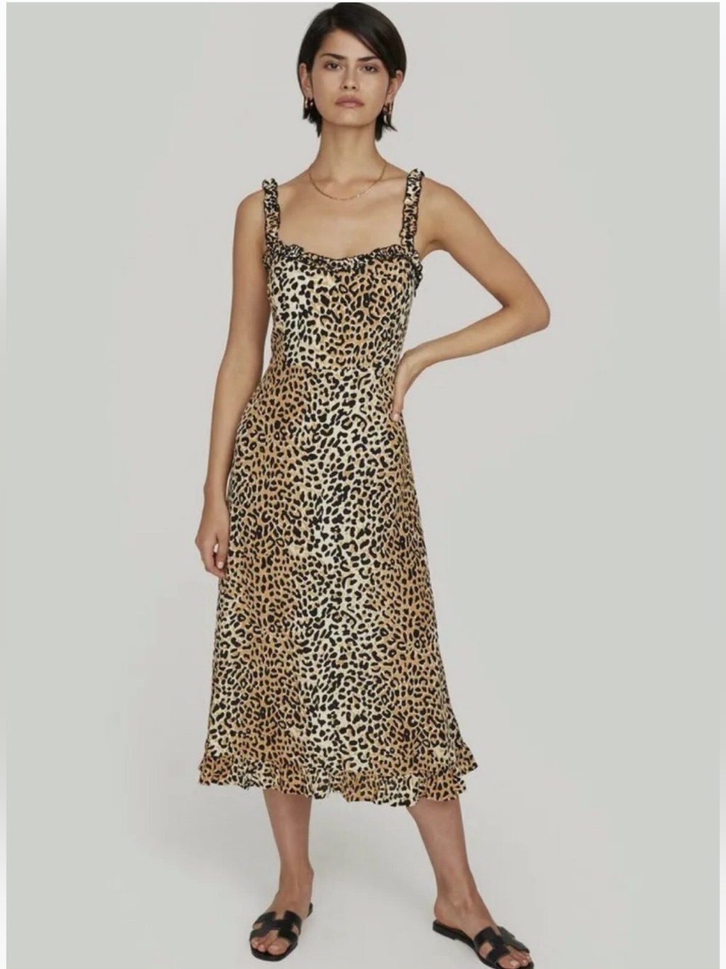 Faithfull The Brand Noemie Midi Dress Women’s Small 4 Le Cinq Animal Print Y